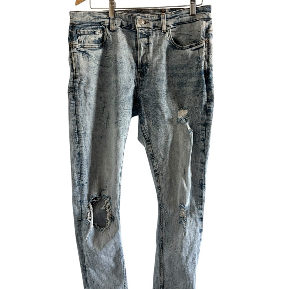 Zara Men's Ripped Light Blue Skinny Jeans Size 34